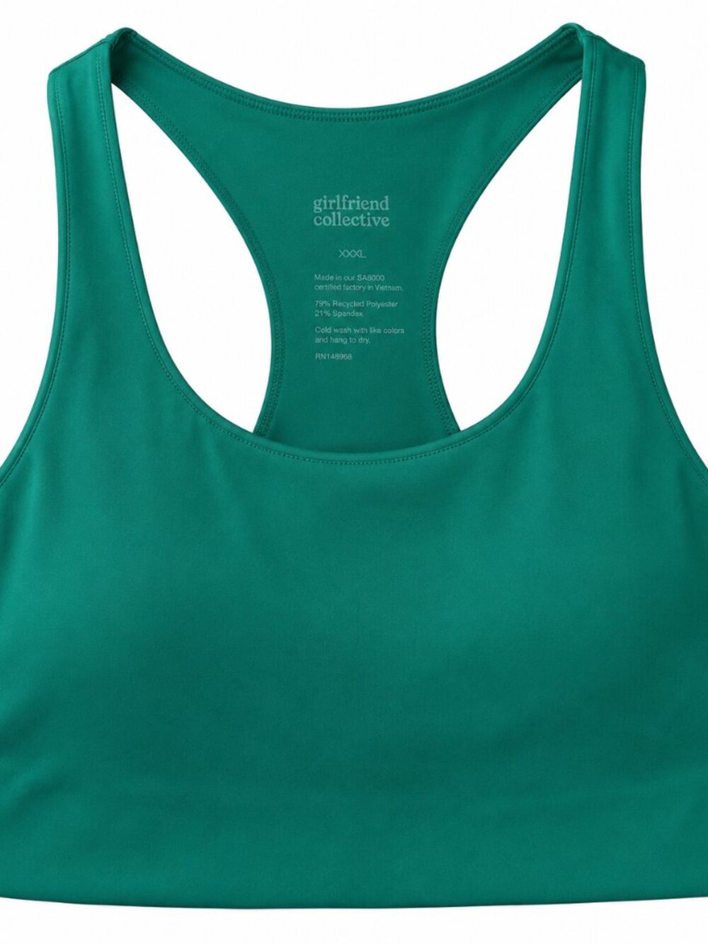 Girlfriend Collective Teal Racerback Sports Bra Crop Top XXL Activewear